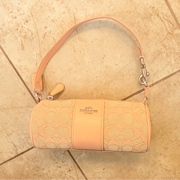 Coach Mini Barrel Bag Peach Cream Signature Shoulder Bag - Picture 3 of 12